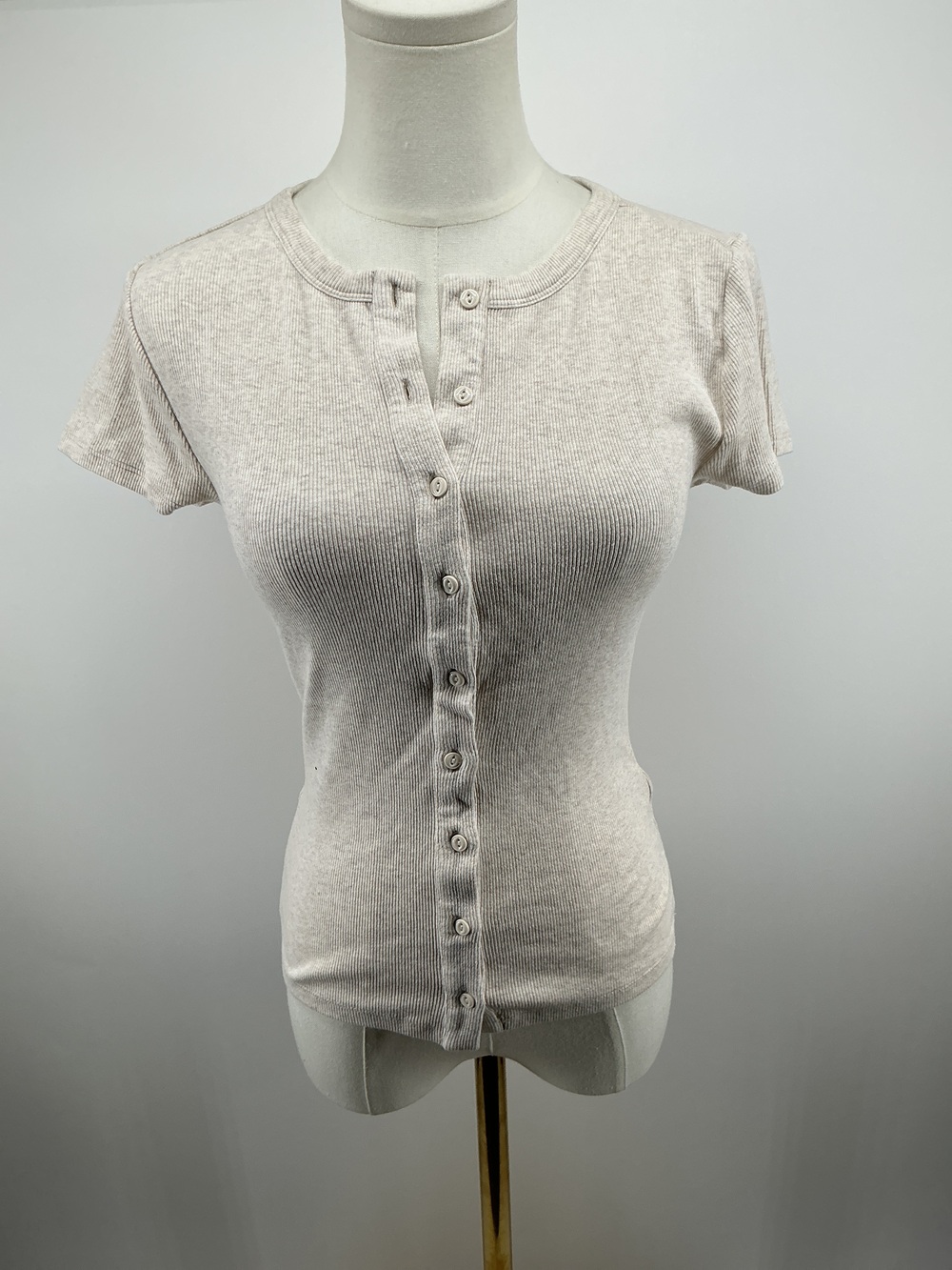 Organic Cotton Micro-Rib Button Tee